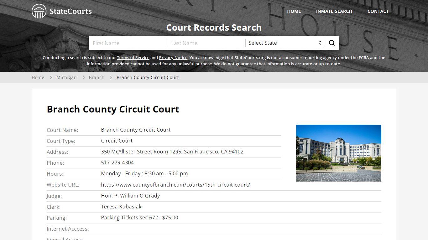 Branch County Circuit Court, Branch County, MI - StateCourts