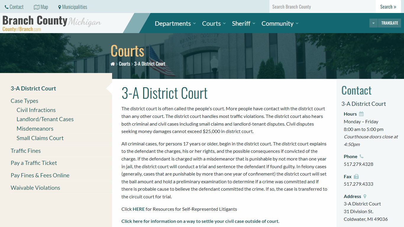 3-A District Court – Branch County, Michigan